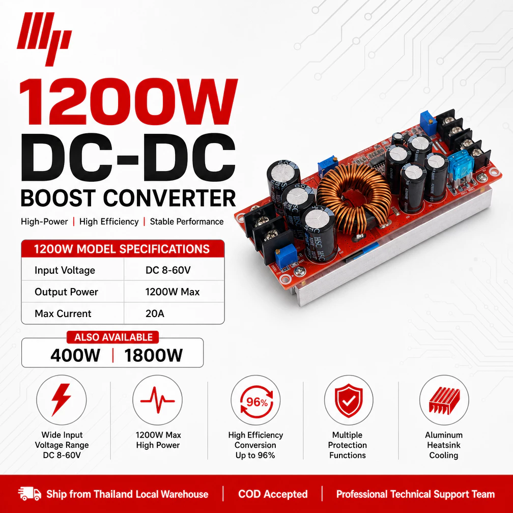 [โกดังในพื้นที่ในประเทศไทย]โมดูลบูส 400W 1200w 1800w, โมดูลไฟ 15A, ไดรเวอร์แบบปรับได้ LED แรงดันคงที่/กระแสกําลังสูง DC-DC