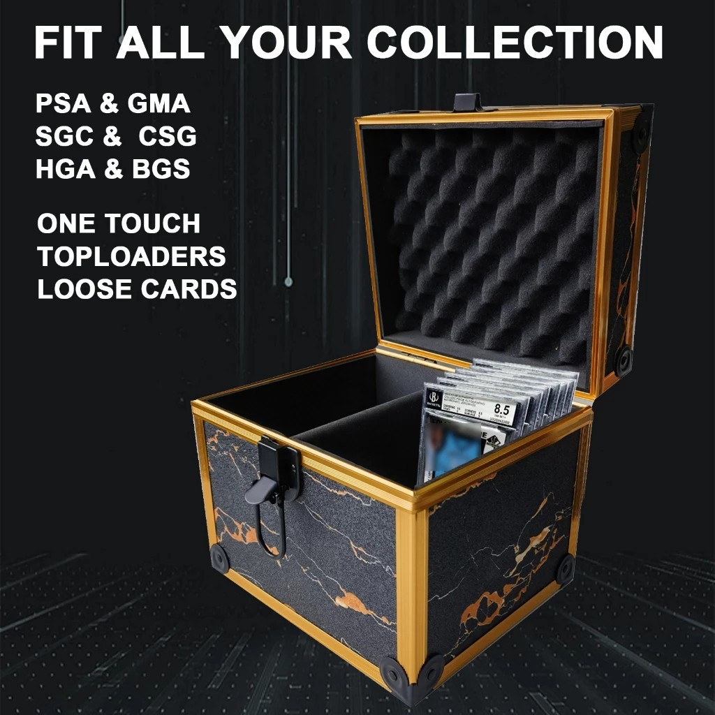 20x17x18 ซม.สําหรับ PSA สําหรับ BGS สําหรับ CGC FGS SCG กันฝุ่น Golden-หินอ่อนอลูมิเนียม Graded การ์
