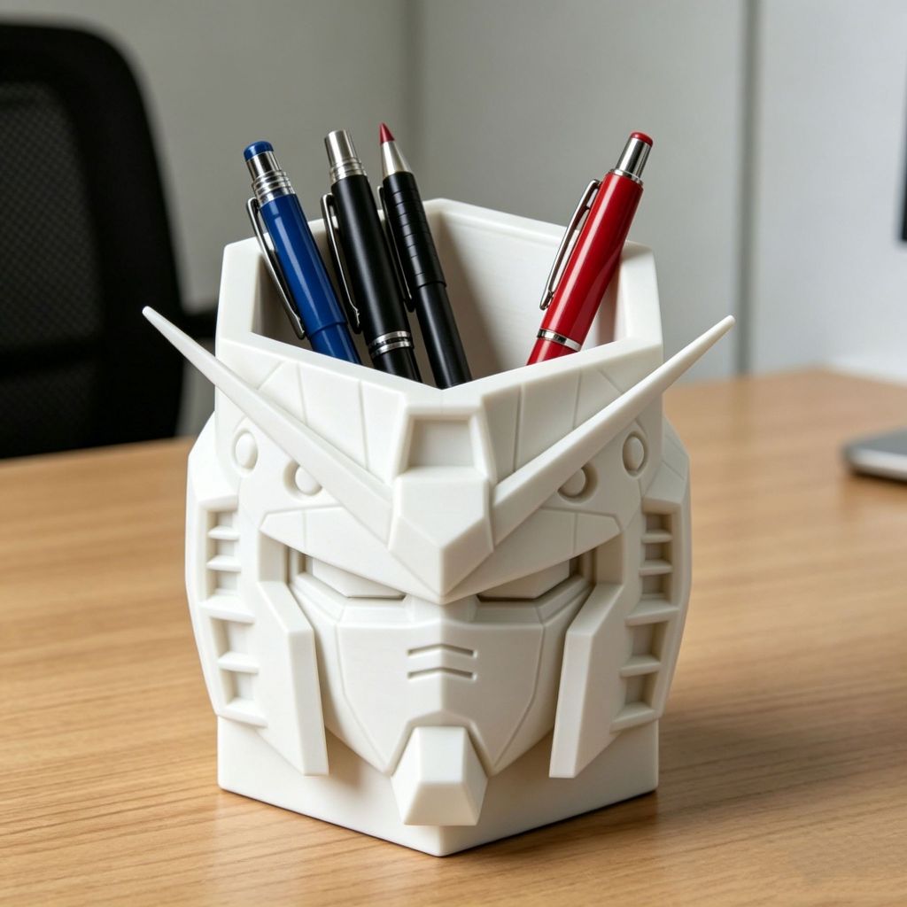 3D เครื่องพิมพ์ Mecha ปากกาสามมิติเด็กชายเดสก์ท็อปเครื่องเขียนที่ไม่ซ้ํากันเก็บผู้ถือปากกา Office Orna