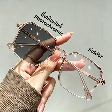 1 ชิ้นแว่นตาป้องกันแสงสีฟ้าโฟโตโครมิก,กรอบสี่เหลี่ยมมีสไตล์,Unisex,อินเทรนด์และอเนกประสงค์สําหรับขับรถ,ทริปกลางแจ้ง,มีจําหน่ายสําหรับสายตาสั้นและสายตายาวตามอายุ
