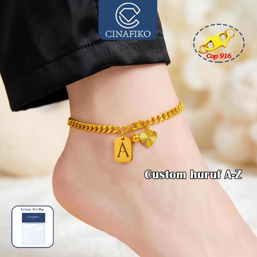 Custom AZ InitialMinimalist 916-style Gold-Plated Titanium Initial Anklet (CINAFIKO) – เหมาะสําหรับ 