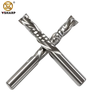 Compression Woodwork UP & DOWN Cut 2 ขลุ่ยเกลียวคาร์ไบด์เครื่องมือ CNC Router Bit ไม้ EndMill Cutter