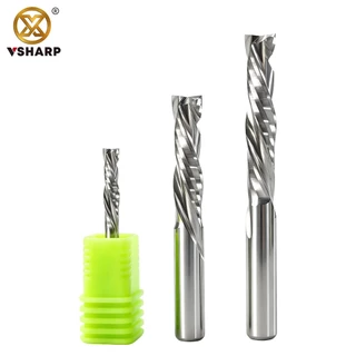 Compression Woodwork UP & DOWN Cut 2 ขลุ่ยเกลียวคาร์ไบด์เครื่องมือ CNC Router Bit ไม้ EndMill Cutter