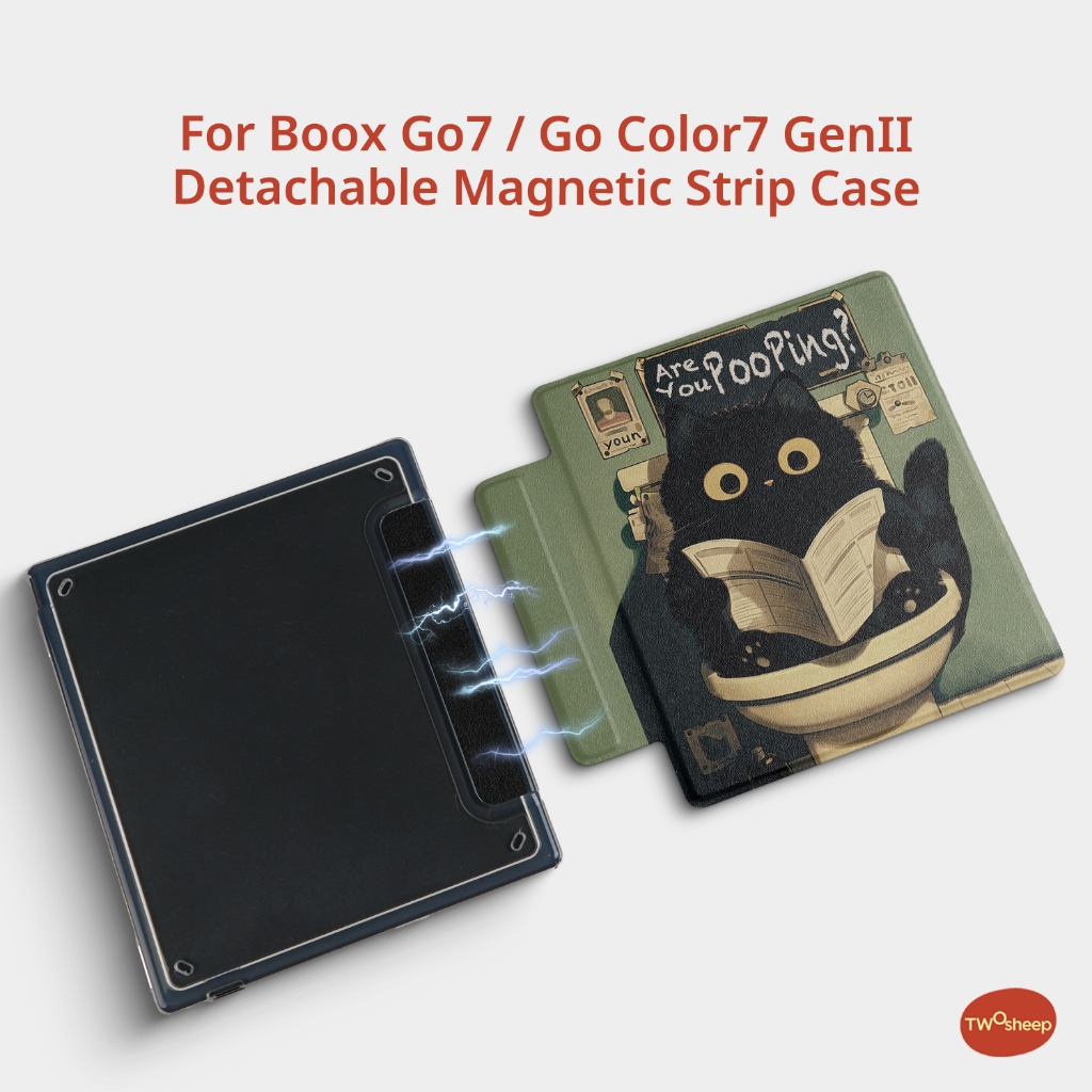 twosheep เคสสัตว์น่ารัก สำหรับ Boox Go7 Go Color7 GenII Go Color GenI Leaf3 Leaf3c แถบแม่เหล็ก ถอดแยกได้ เคส อะคริลิก ปลอก กันกระแทก บางเฉียบ อัตโนมัติ พกพาสะดวก ซองใส่