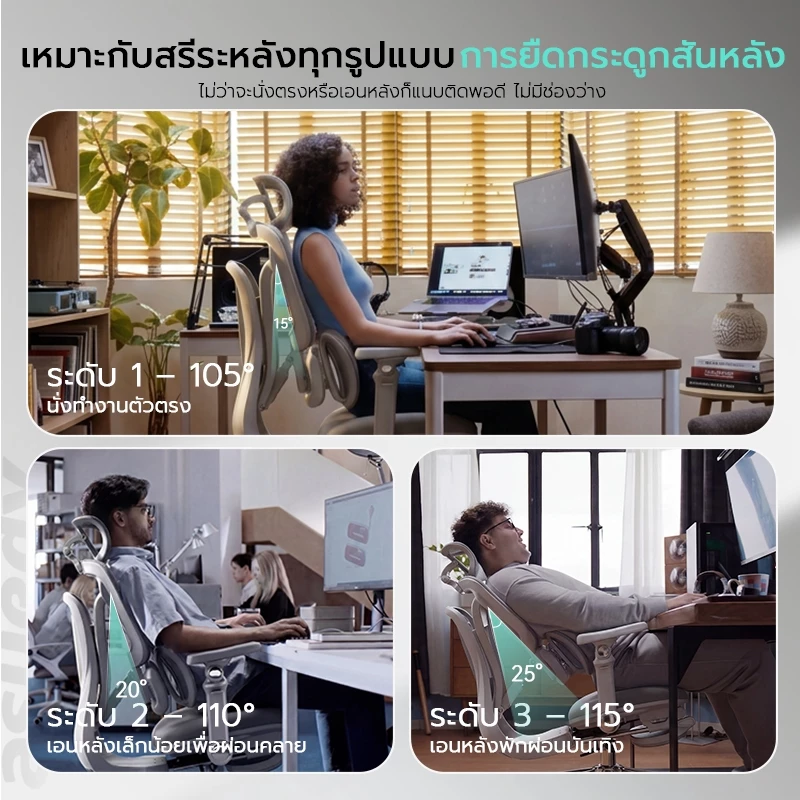 Xpanse T10 เก้าอี้สุขภาพ เก้าอี้ทำงาน	ที่วางแขนปรับได้ 7D ที่รองรับหลังแบบปรับได้ Ergonomic chair เบาะนั่งปรับระดับได้ เก้าอี้สำนักงาน thumbnail 4