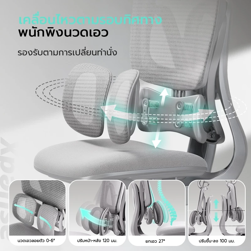 Xpanse T10 เก้าอี้สุขภาพ เก้าอี้ทำงาน	ที่วางแขนปรับได้ 7D ที่รองรับหลังแบบปรับได้ Ergonomic chair เบาะนั่งปรับระดับได้ เก้าอี้สำนักงาน thumbnail 5