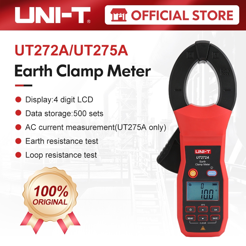 [2026 NEW]UNI-T UT272A UT275A Earth Clamp Meter 400Ω 1200Ω Resistance Measurement Data Hold LCD Back