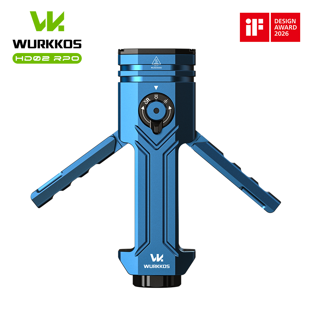 Wurkkos HD02PRO ไฟฉายแม่เหล็กแบบพับได้, สปอตไลท์ 3200lm/แสง UV/ไฟปีก/สีแดง (660nm) & เลเซอร์สีเขียวห