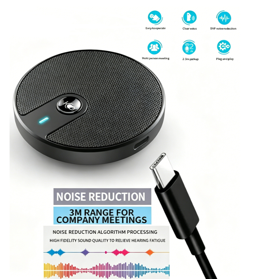 ไมโครโฟนประชุมออนไลน์ รับเสียง 360° | Portable Omnidirectional Microphone with Mute - รองรับ Zoom, T