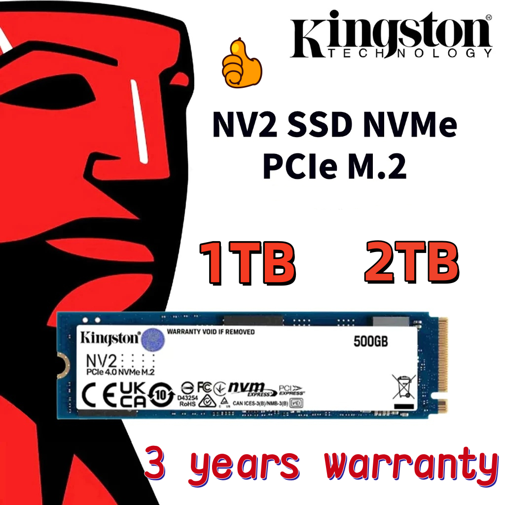 [ท้องถิ่นไทย] Kingston SSD NV2 M.2 NVMe PCIe 4.0 1TB 2TB ไดรฟ์ Solid State ภายในสําหรับพีซี/โน้ตบุ๊ก