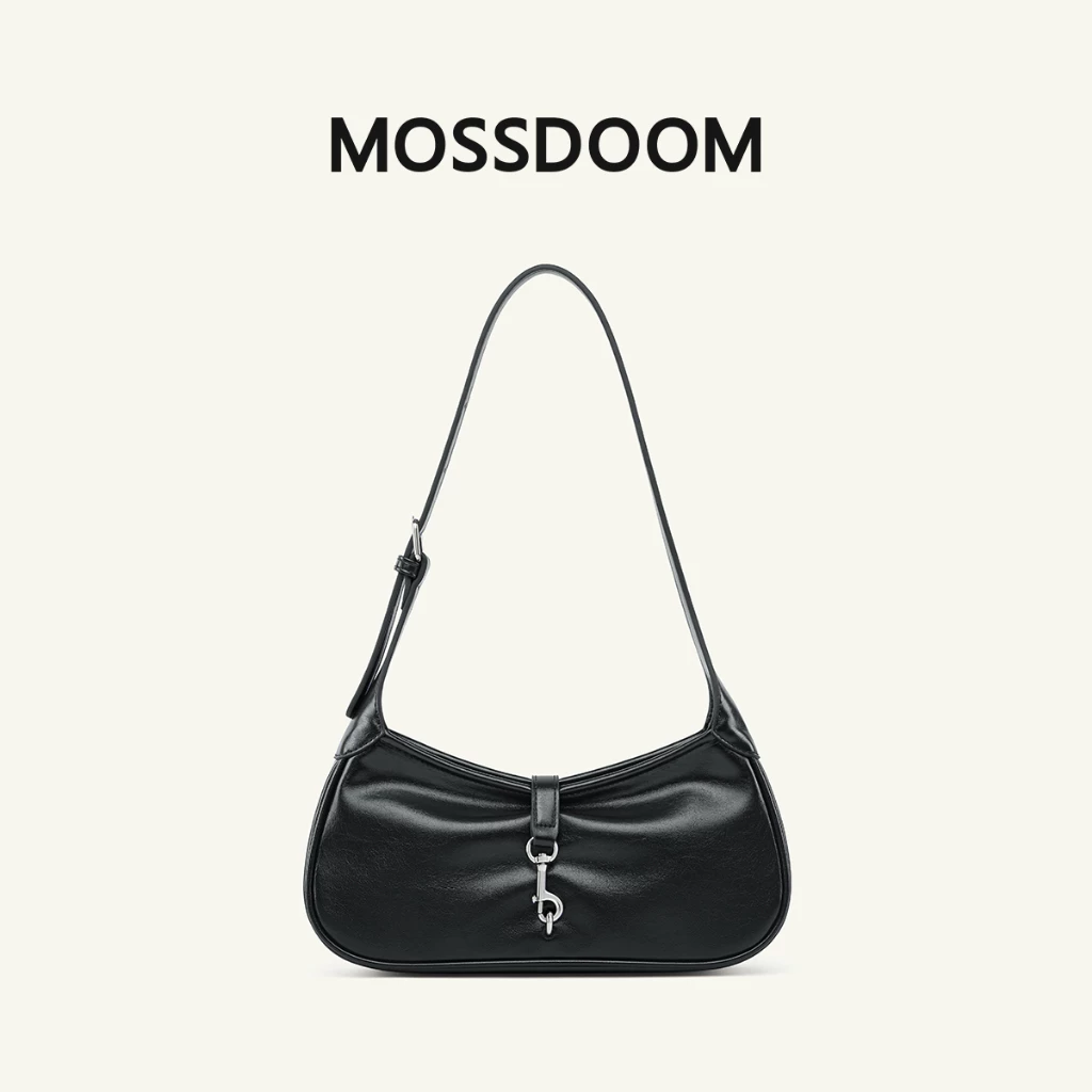 MOSSDOOM Zovie Bag กระเป๋าสะพายไหล่ทรงมินิ หนังสัมผัสนุ่ม ปรับสายได้ ดีไซน์โค้งมน เรียบหรู พกพาง่าย