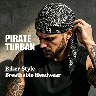 ผ้าพันคอผู้ชาย Paisley Bandana ผ้าคาดหัวสไตล์ฮิปฮอป โจรสลัด หลายสี เหมาะขี่จักรยาน มอเตอร์ไซค์