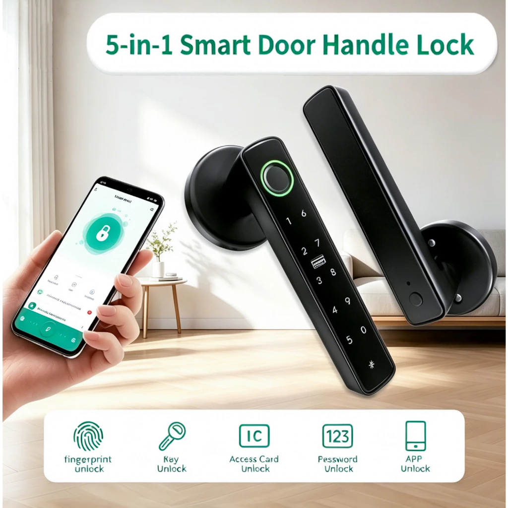กลอนประตูดิจิตอล Smart Door Lock TUYA Digital Door Lock ประตูนิรภัย สมาร์ทล็อค ลายนิ้วมือ รหัสผ่าน บลูทูธ ปลดล็อคระยะไกล ติดตั้งไม่ต้องเจาะ