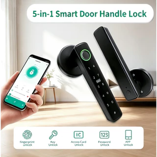 กลอนประตูดิจิตอล Smart Door Lock TUYA Digital Door Lock ประตูนิรภัย สมาร์ทล็อค ลายนิ้วมือ รหัสผ่าน บลูทูธ ปลดล็อคระยะไกล ติดตั้งไม่ต้องเจาะ