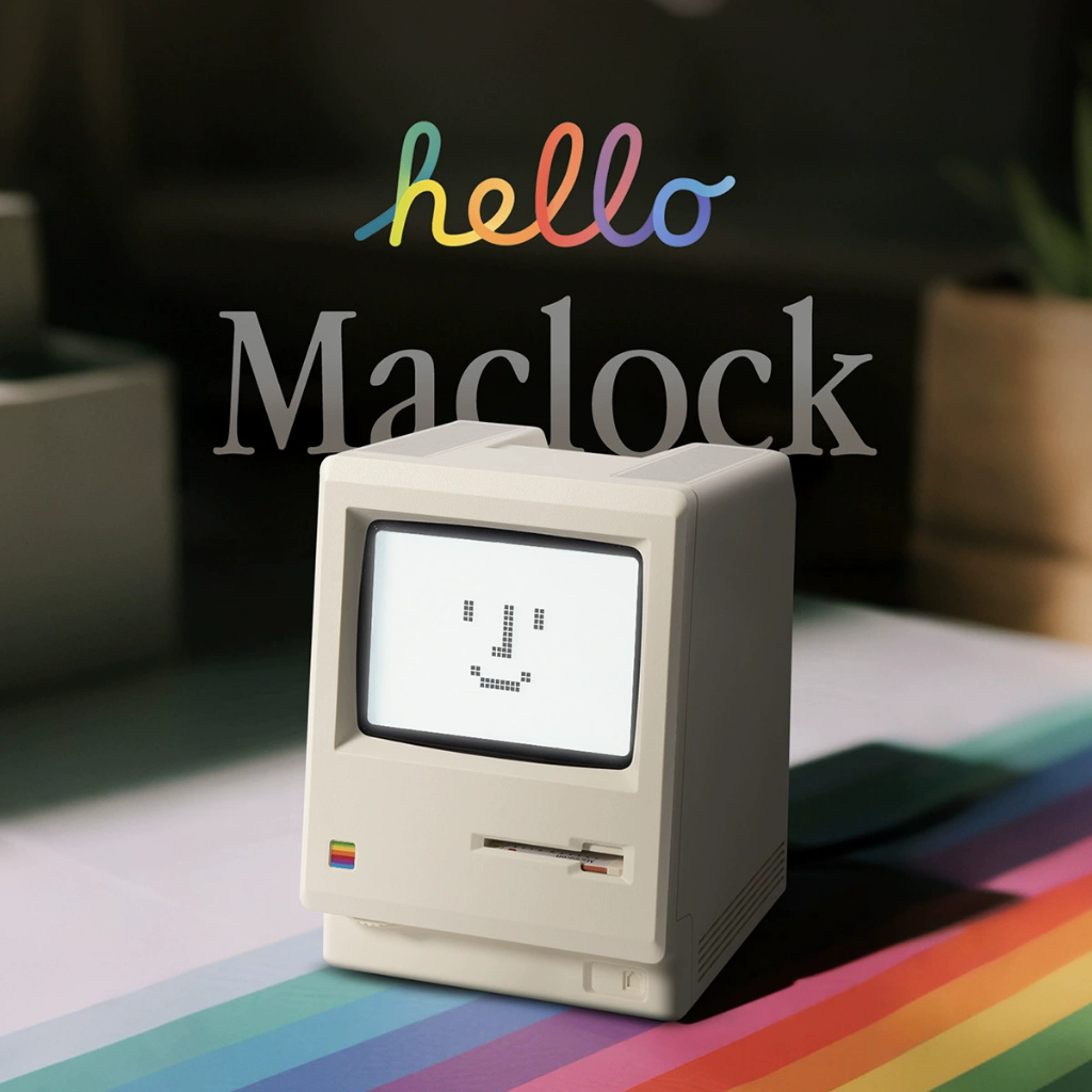Maclock Maclock นาฬิกาปลุกย้อนยุคเดสก์ท็อปตกแต่งนาฬิกาดิจิตอลเทคโนโลยีความรู้สึกผลิตภัณฑ์ใหม่สร้างสรรค์นาฬิกาตกแต่งของขวัญ