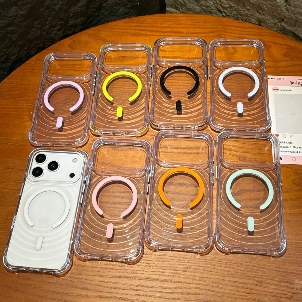 สําหรับ iPhone 17 Pro Max 18 16 Plus Clear Wave Ripple รูปแบบแม่เหล็กกันกระแทก Soft Case Cover