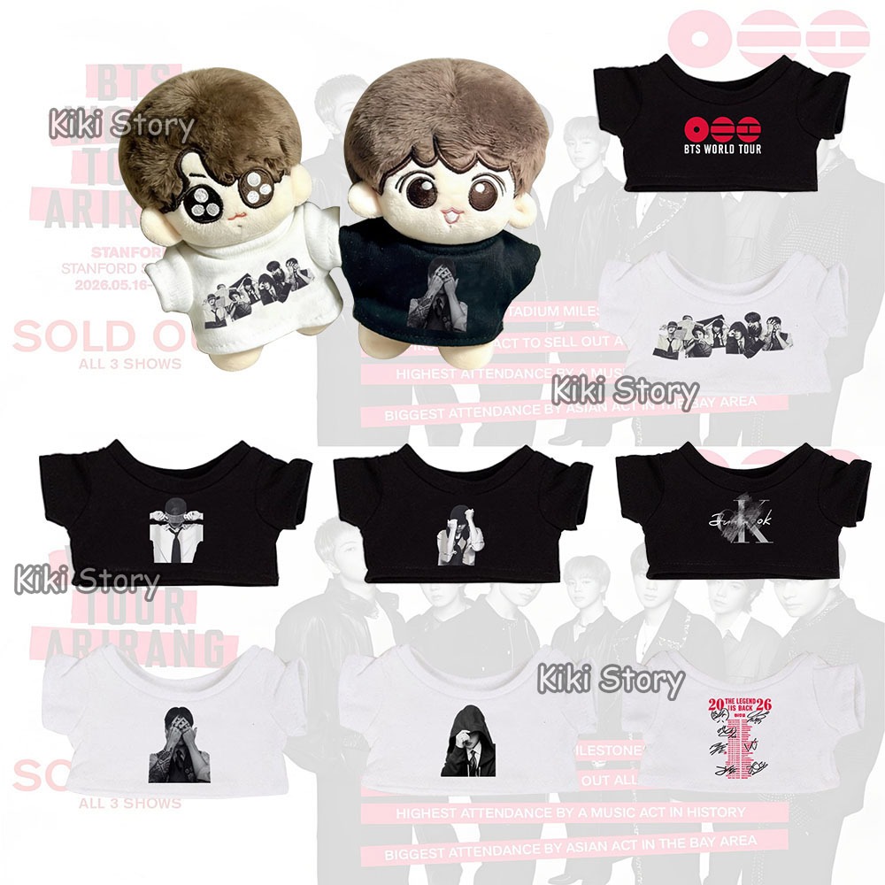 ใหม่ 10 ซม.15 ซม.20 ซม.ตุ๊กตาไอดอลเสื้อผ้า WORLD TOUR คอนเสิร์ตเสื้อยืด Kim TAEYUEG JIMIN SUGA JINHOPE เสื้อแขนสั้น