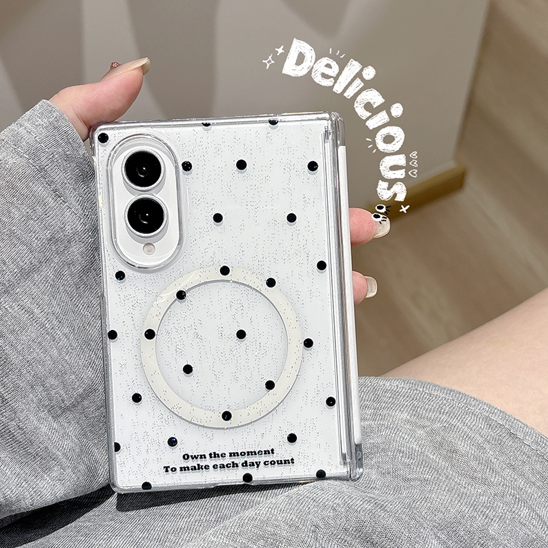เหมาะสําหรับ Samsung Galaxy Z Fold 8 Classic Wave Point เคสโทรศัพท์หยดแม่เหล็กโปร่งใส