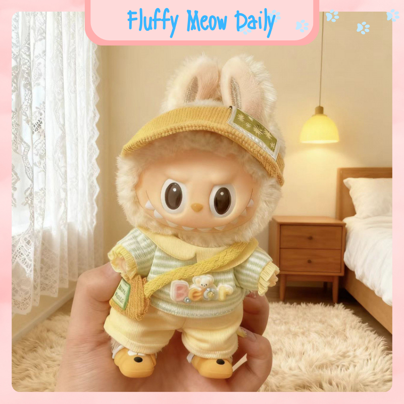 Labubu ตุ๊กตาสูง 17 ซม. เสื้อผ้า v1v2v3 ชุดจิตรกรดอกทานตะวัน【เสื้อผ้าอย่างเดียว ไม่รวมตุ๊กตา】