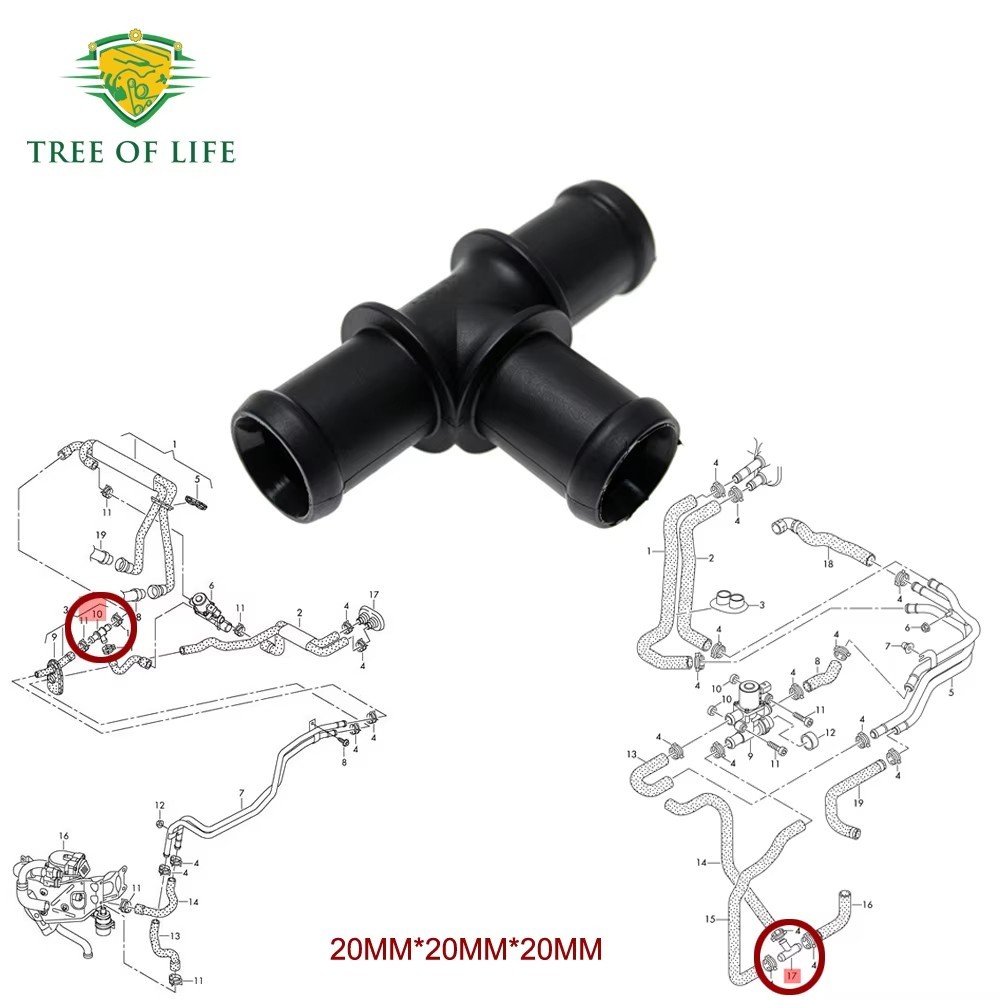 เครื่องยนต์ Coolant ท่อหน้าแปลน T-joint สําหรับ Jetta Caddy Golf Touran Sharan Touran A3 A4 A5 A7 A8