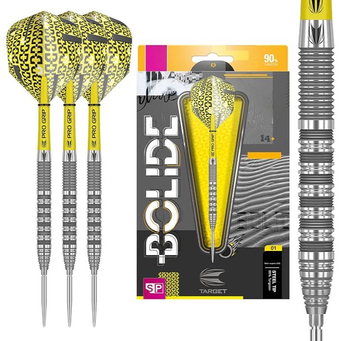 Target Darts Bolide Tungsten Swiss Point Steel Tip Darts Set,Barrel 01,21G/23G/25G