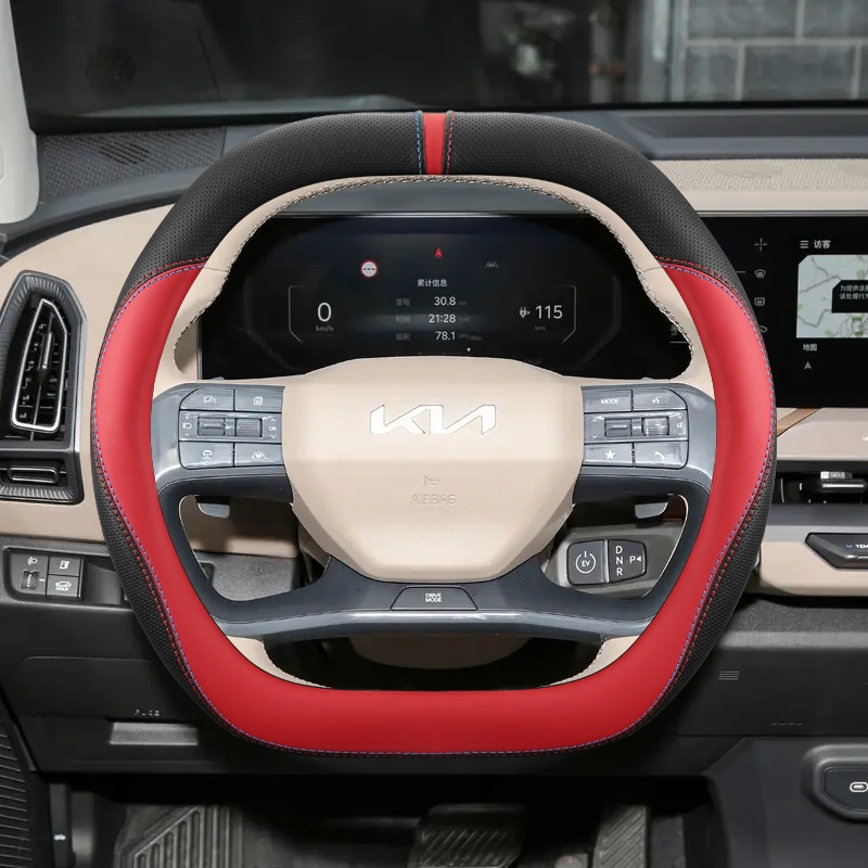 หนังไมโครไฟเบอร์พวงมาลัยรถสําหรับ KIA Stonic GT Line Sportage K4 K9 EV5 EV9 GT 2026 2024 อุปกรณ์เสริ