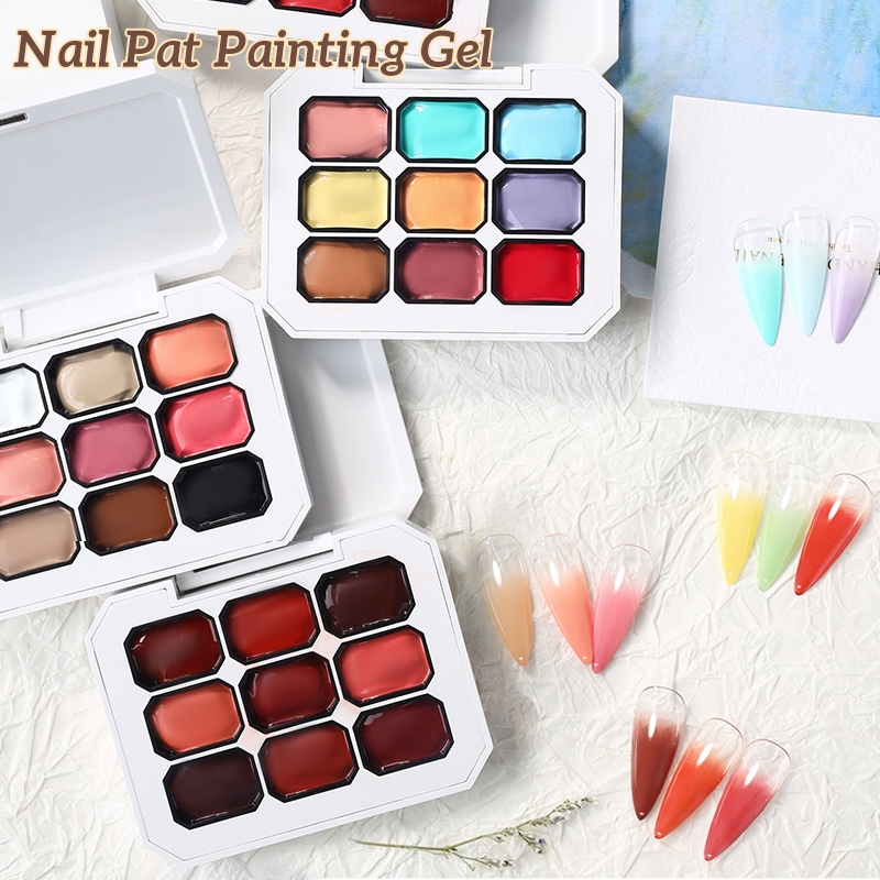 9 สี Nude Series 4 IN 1 Pat เจล Easy Gradient ภาพวาดเจล DIY ฝรั่งเศสเล็บเล็บ UV เคลือบเงา