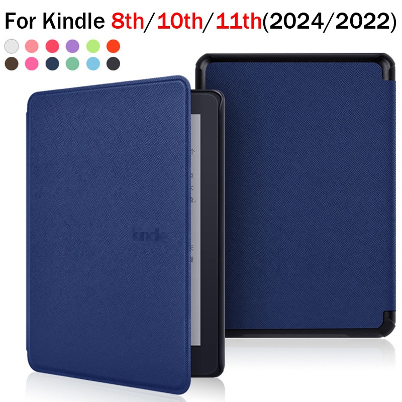 สําหรับ Kindle 11th 2024/2022 6.0 สีทึบหนังฝาครอบ Kindle 8th 10th Magnetic Auto Sleep/Wake Case