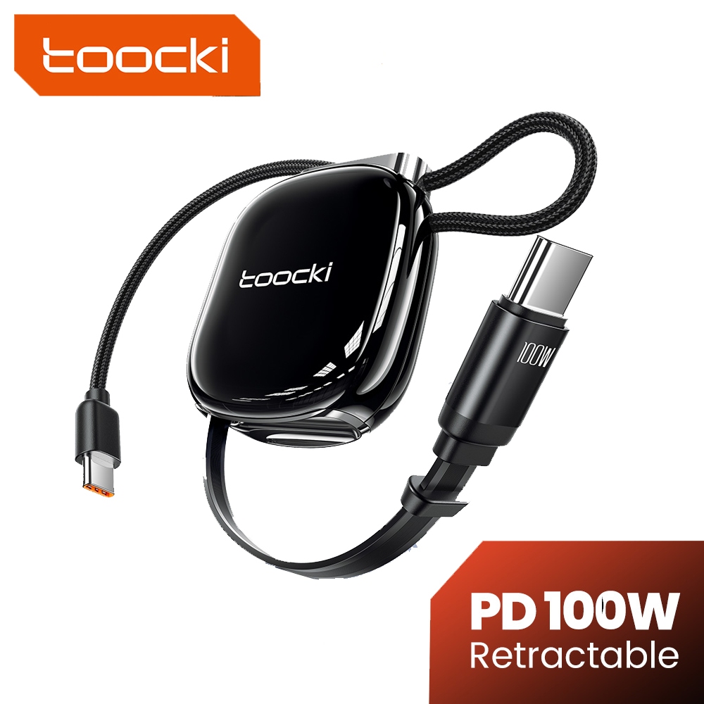 Toocki PD100W ประเภท C ถึง Type C สายแบบพับเก็บได้สําหรับโทรศัพท์ 17 16 15 Pro Max Samsung Xiaomi Fast Charger สาย Mini ขนาด 480Mbps USB C ข้อมูลสาย