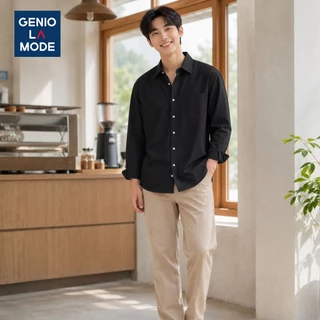 GENIO LAMODE เสื้อเชิ้ตผู้ชายแขนยาว ผ้า Oxford คอตตอน 60% เสื้อเชิ้ตทำงาน ทรงหลวม ไซส์ใหญ่ M-4XL M-4XL