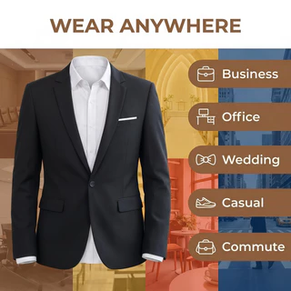 【Local Delivery】ผู้ชายขนาดบวกเสื้ออย่างเป็นทางการธุรกิจสีดําแจ๊กเก็ตแจ็คเก็ตลําลองเสื้อเกาหลีสํานักงานสูทสลิมฟิตทักซิโด้แต่งงาน