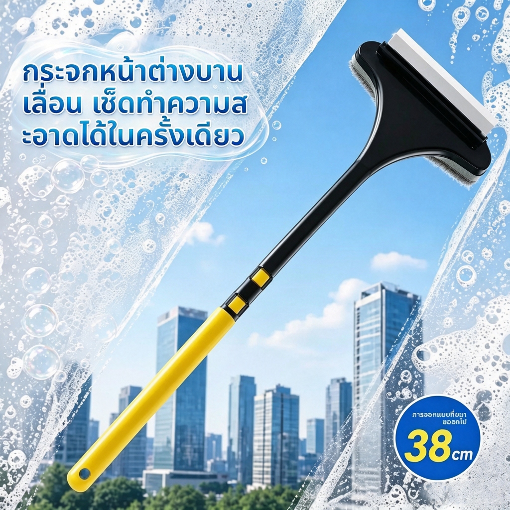 พร้อมส่งในไทย ซื้อ 1 แถม 1 แปรงล้างมุ้งลวด แปรงทำความสะอาดมุ้งลวด แบบ 2in1 ล้างกระจก ถอดปรับยาวได้