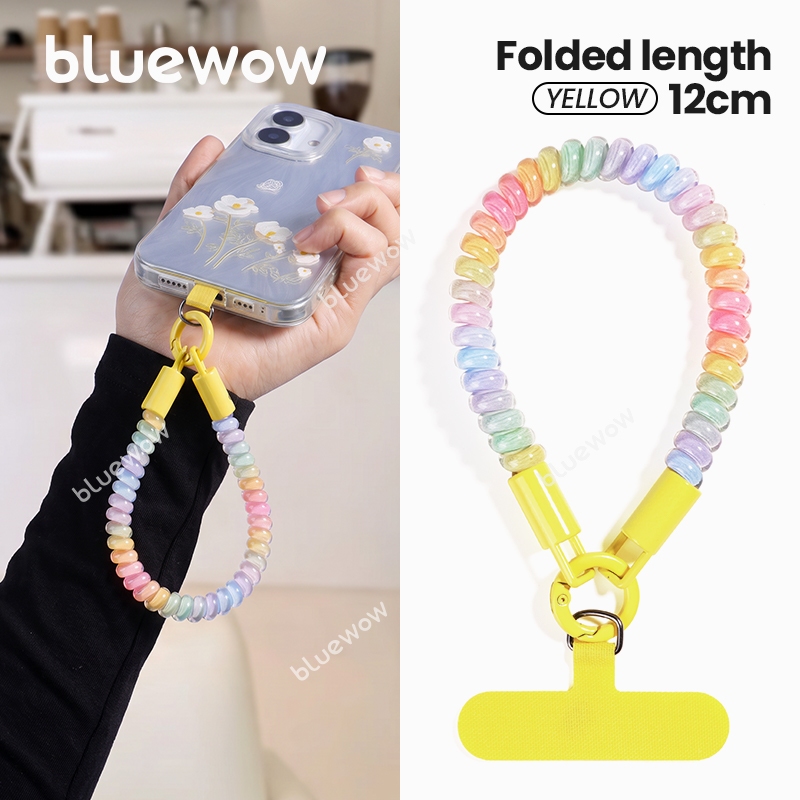 BlueWow โทรศัพท์ขดลวดโทรศัพท์เชือกเส้นเล็กคริสตัลสายรัดข้อมือซิลิโคน Anti-Lost โทรศัพท์ Charm สายคล้องอุปกรณ์เสริมมือถือสําหรับกล้องหูฟังคีย์