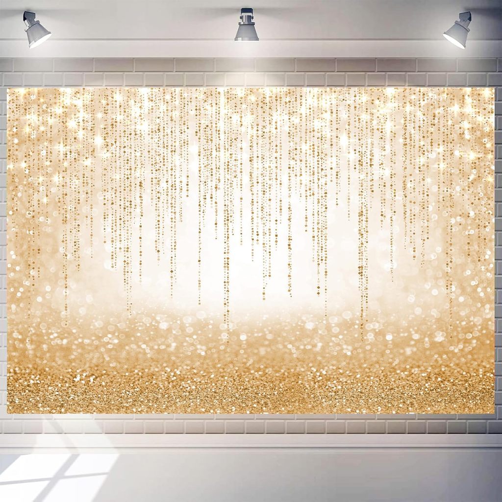 Gold Bokeh Party แบนเนอร์ฉากหลัง Gold Glitter ฉากหลัง Photo Glitter Bokeh เลื่อมจุดวันเกิดครบรอบการถ
