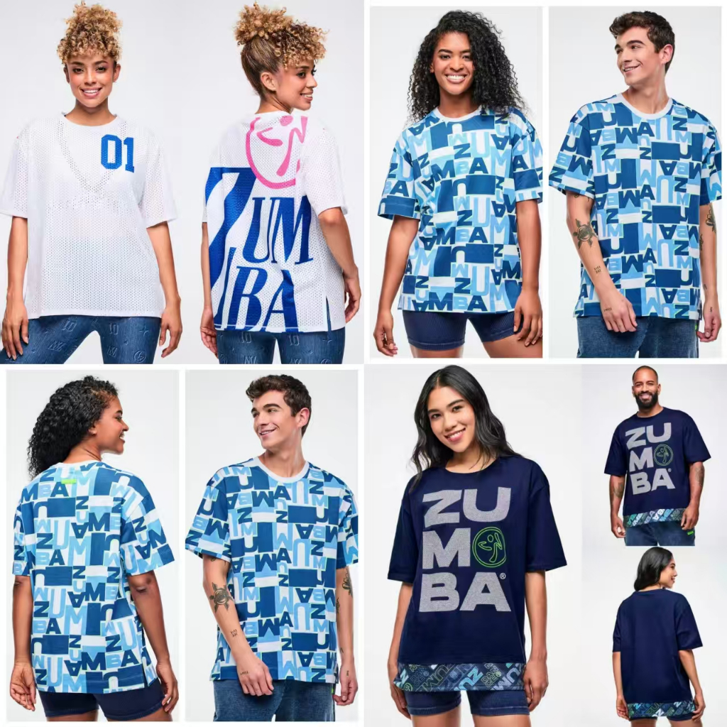ZUMBA 2026 สไตล์ใหม่กีฬาแขนสั้นพร้อมสต็อก ZUMBA ฟิตเนสเสื้อผ้าผู้ชายเสื้อยืดผู้หญิงด้านบน