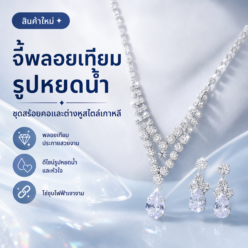 ชุดเครื่องประดับผู้หญิง เพชรเทียมรูปหยดน้ำ โซ่ชุบไฟฟ้า ชุดเครื่องประดับเจ้าสาว แฟชั่นใหม่ สวยหวาน เรียบหรู ดูแพง แมทช์ง่าย ใส่ได้ทุกวัน ✨