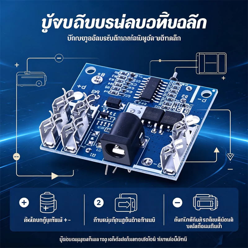 วงจร BMS 18650 (5S-15S) บอร์ดป้องกันแบตเตอรี่ลิเธียม พร้อมระบบบาลานซ์ (Balancer) และชาร์จในตัว ทนทานสูง