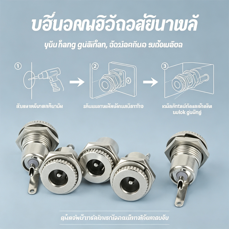 [5 ชิ้น] แจ็ค DC-099 (5.5x2.1mm) ปลั๊กตัวเมียติดแผง ขั้วต่อไฟ DC Power Jack สำหรับงาน DIY และซ่อมแซม