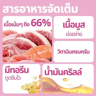[พร้อมส่ง] อาหารเปียกแมว รสปลาแซลมอนสุดอร่อย มื้อหลักสูตรครบถ้วน ผสมวิตามินเน้นๆ บำรุงขนสวย ลดขนร่วง กินแล้วตัวแน่น KWEI