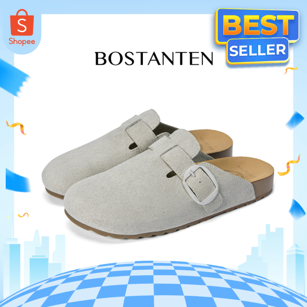 BOSTANTEN รองเท้าหัวโตผู้หญิง รองเท้าสวมหุ้มส้น รองเท้าสุขภาพ สไตล์เกาหลี หนานุ่มใส่สบาย 2.5cm