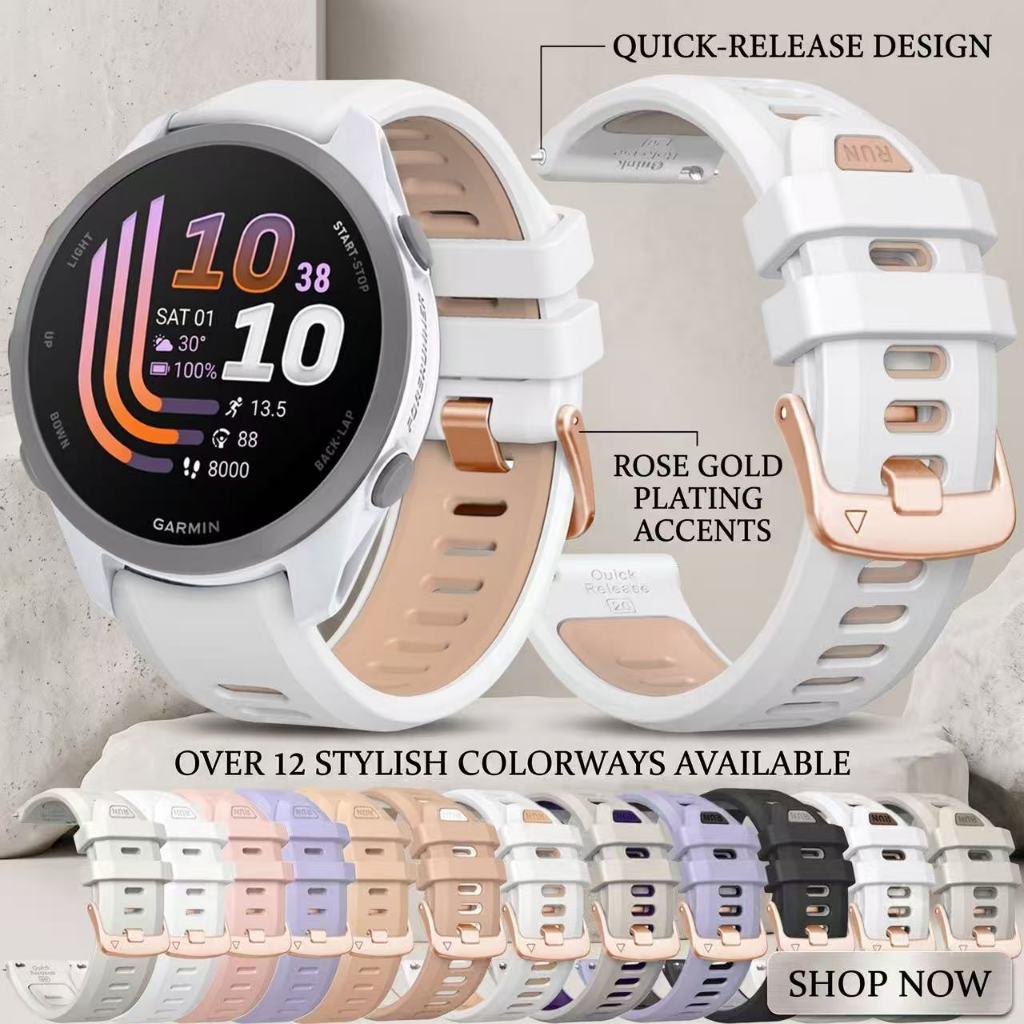 ซิลิโคนสายกีฬาสําหรับผู้เบิกทาง Garmin 70/170/165/245/570 42 มม.สําหรับ Garmin Vivoactive 5/3/Venu SQ2 เปลี่ยนสายรัดข้อมือ Anti Rust Pin Buckle