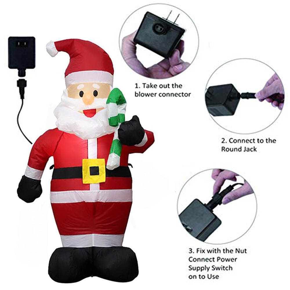 คริสต์มาส Inflatable Santa Xmas ตกแต่ง Clearance Blow Up พร้อมถุงของขวัญ LED ในตัวสําหรับวันหยุดฤดูหนาวในบ้านในร่ม
