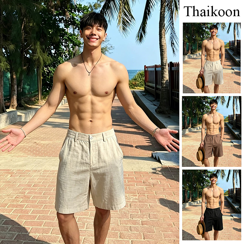 กางเกงขาสั้นขาตรงสีทึบสไตล์เงินในช่วงฤดูร้อน - ทรงหลวมแบบสบาย ๆ ผ้าระบายอากาศแห้งเร็ว