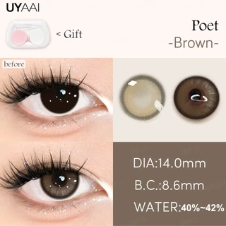 {เกรด -0.00~-6.00} UYAAI คอนแทคเลนส์สายตาสั้น สีน้ําตาล ขนาด 14.0 มม.