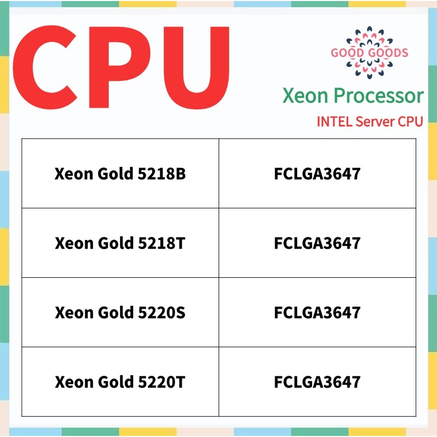 Xeon Gold 5218B 5218T 5220S 5220T INTEL Xeon โปรเซสเซอร์เซิร์ฟเวอร์ CPU FCLGA3647