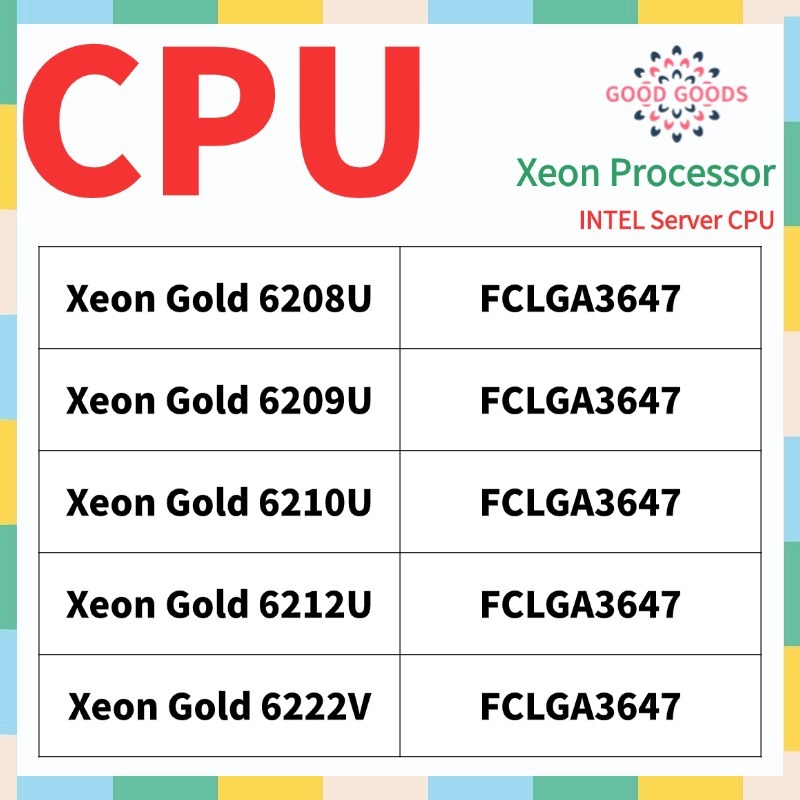 Xeon Gold 6208U 6209U 6210U 6212U 6222V INTEL Xeon โปรเซสเซอร์เซิร์ฟเวอร์ CPU FCLGA3647