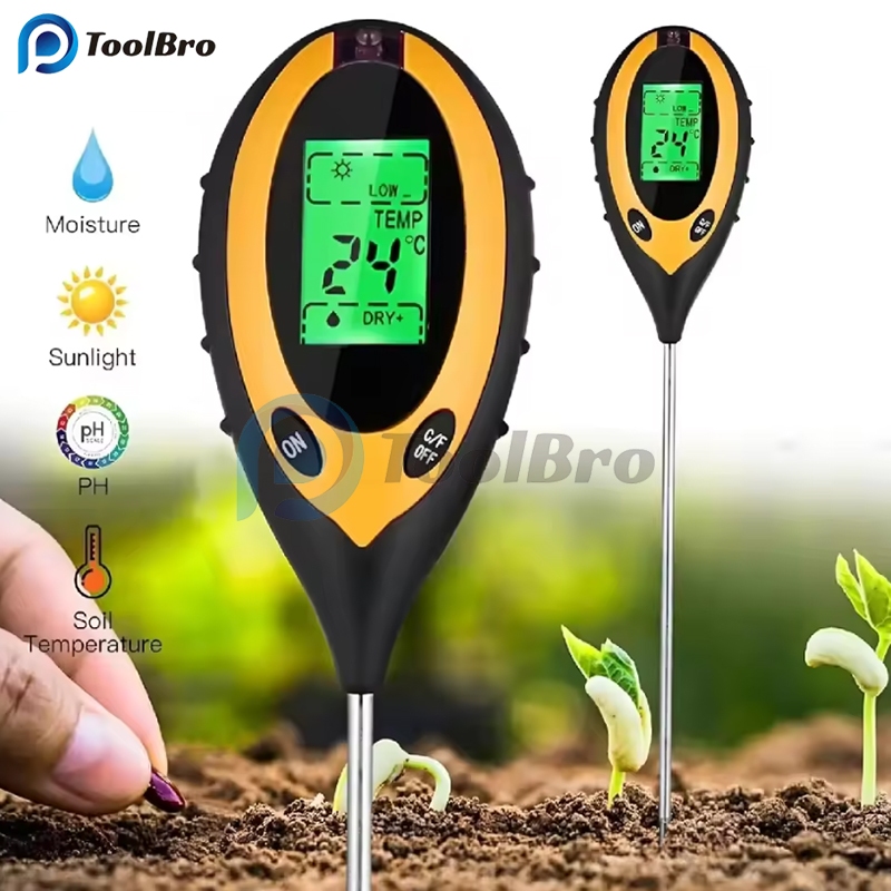 ใหม่ดิน pH Meter 4 in 1 PH Light Moisture Acidity Tester Soil Tester Moisture Meter Plant Soil Teste