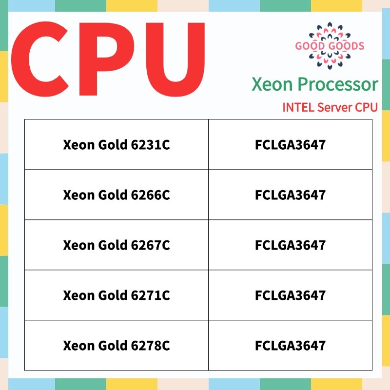 Xeon Gold 6231C 6266C 6267C 6271C 6278C INTEL Xeon โปรเซสเซอร์เซิร์ฟเวอร์ CPU FCLGA3647
