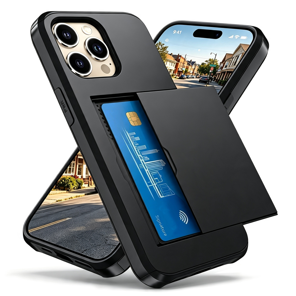 กรณีโทรศัพท์มือถือกันกระแทกพร้อมช่องเสียบการ์ด เหมาะสำหรับ IPhone 17 Pro Max 16 Pro Max 15 Pro Max