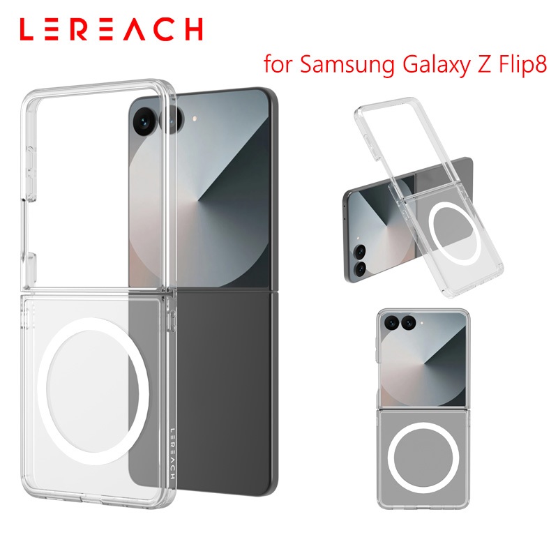 [ส่งจากไทย]เคสโทรศัพท์พับได้ Lereach สำหรับ Samsung Galaxy Flip 8 5G แบบใส มีแม่เหล็กในตัว วัสดุผสม TPU+PC สองชั้น กันกระแทก
